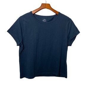 J. Crew Cropped Organic Slug Tee Blue NWOT Large